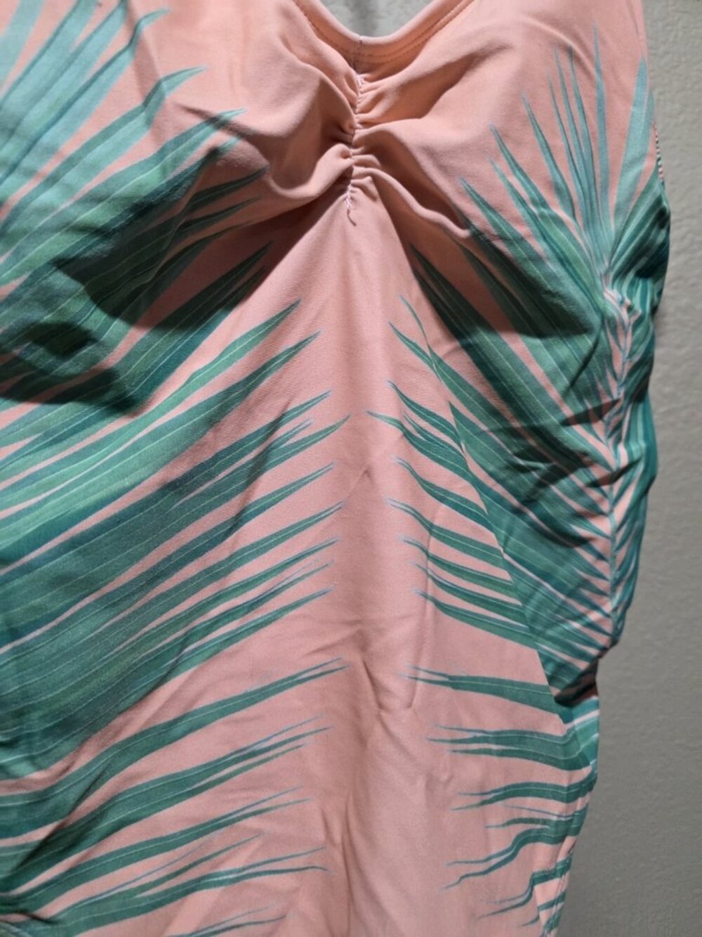 Xhilaration Pink Palm Leaves One Piece Padded Swimsuit Women's Size Medium - Picture 2 of 5